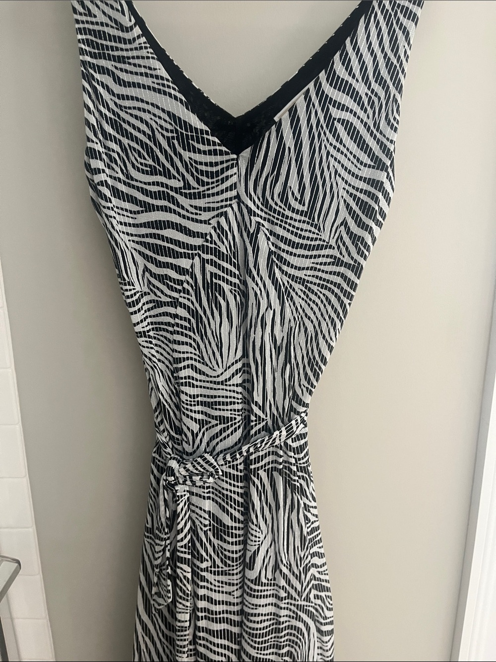 Michael Kors Black and White Zebra Print Midi Dress